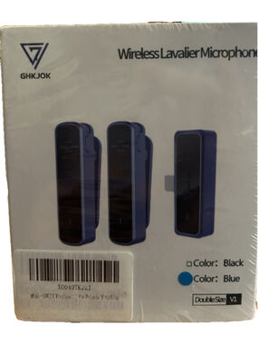 Wireless Lavalier Microphone GHKJOK Model: V1 Double Size Blue New
